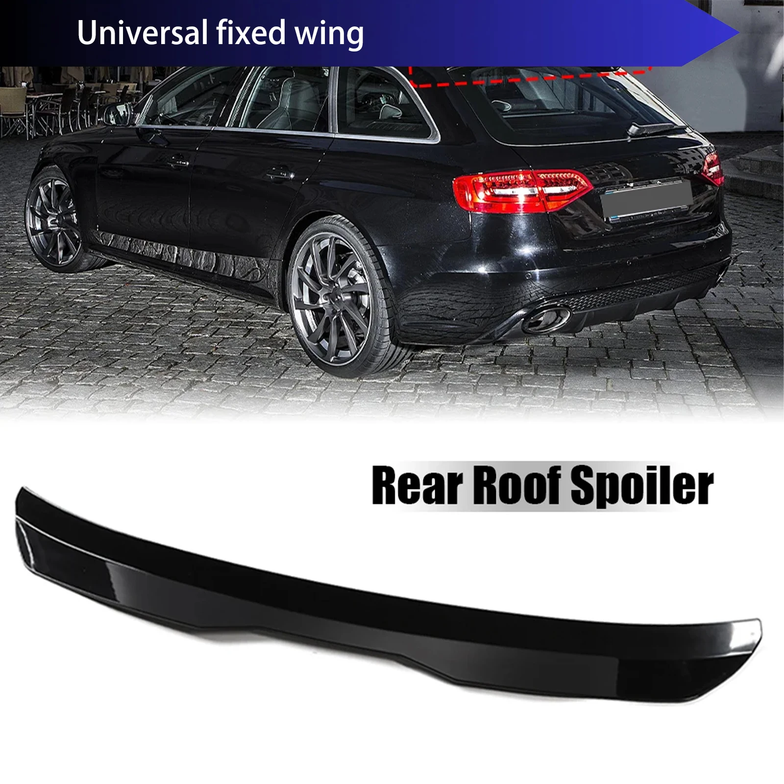 Rear Roof Lip Spoiler for Audi A4 B8 8.5 Avant / Allroad 2008 - 2016 Universal Fixed Wing Car Tail Wing Decoration Hatchback SUV