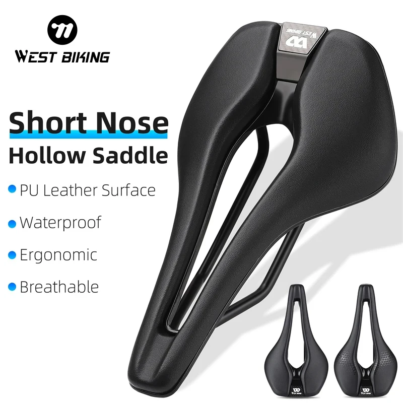 WEST BIKING Bicycle Saddle Seat Mountain Road Bike Saddles PU Widened Breathable Racing Soft Seat Cushion Short Nose Saddle Mats