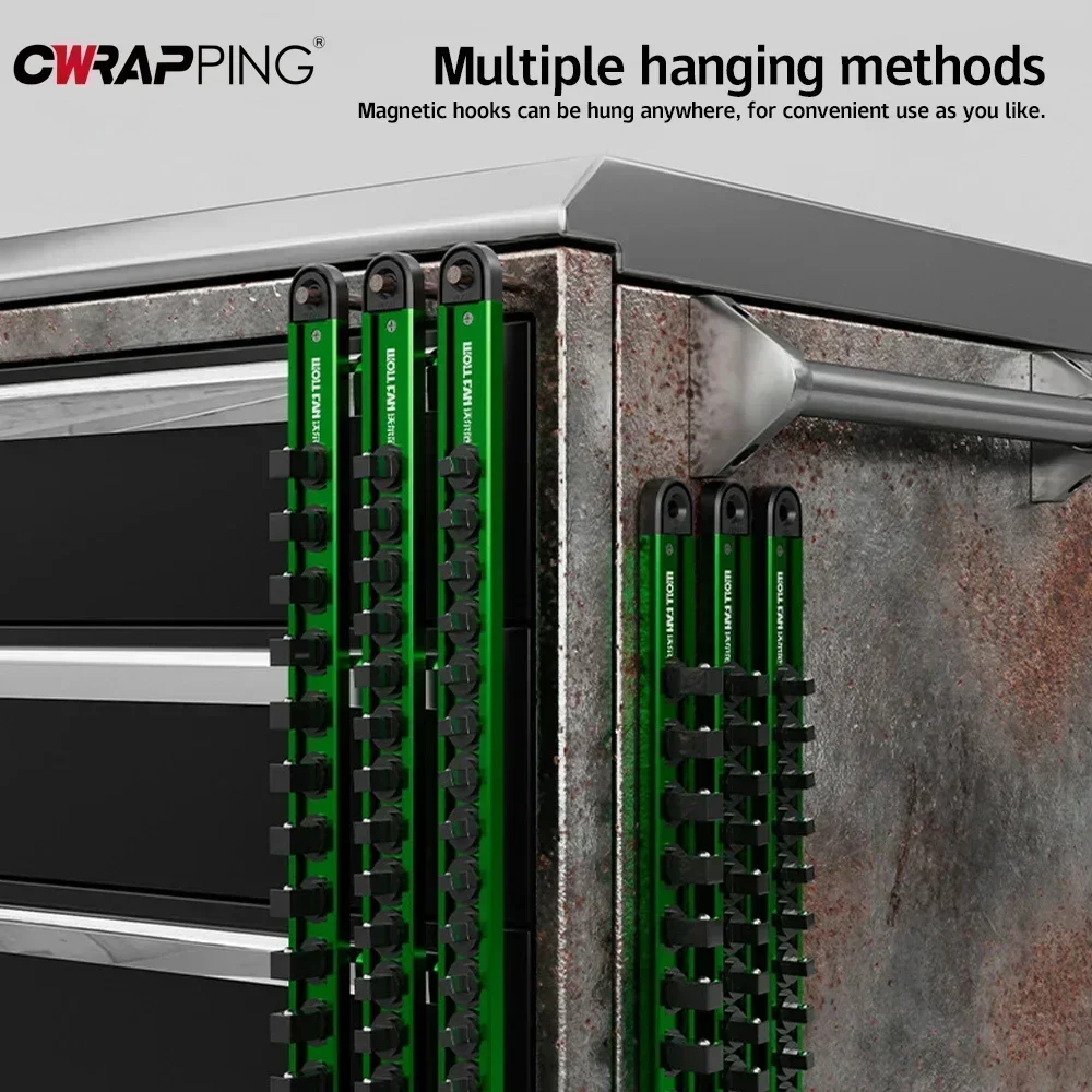 Socket Holder Magnetic 360° Rotating Plug Plate 1/4 3/8 1/2 Inch Green Multi-function Disassembly Repair Storage Tool for Car