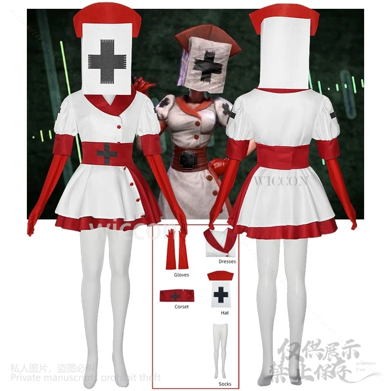 Anime Dark Reaper Nurse Deception Game Cosplay Sexy Dress Mask Costume Roleplay Outfits Gloves Belt Lolita Women Halloween Suits