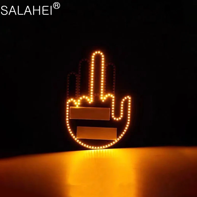 Three Models Car Finger Light with Remote Control Led Gesture Light Road Rage Sign Middle Finger Gesture Palm Light Accessories