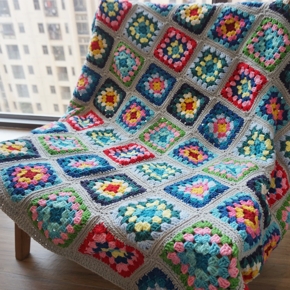 Handmade Crochet Granny Square Blanket Home&living Wedding Gift Home Decoration 51x51 in