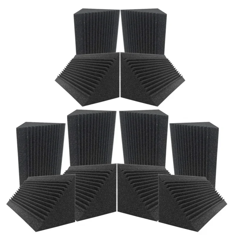 8PCS 12 X 12 X 24cm Acoustic Foam Corner Bass Trap Sound Absorption Studio Soundproofing Noise Insulation High Density Foam