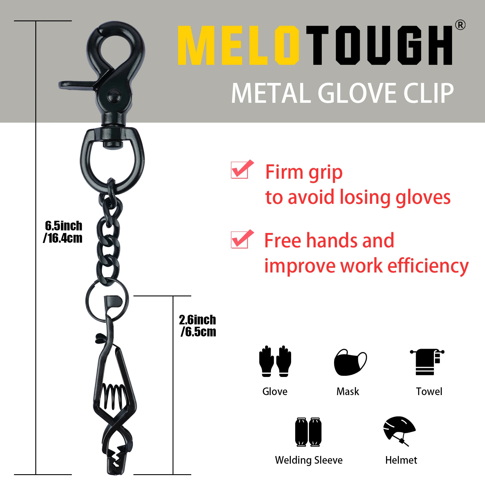 MELOTOUGH Metal Glove Clip for Work Glove Holders Heavy Duty Steel Glove Clips for Tactical,Skiing,Camping,Outdoor Activities