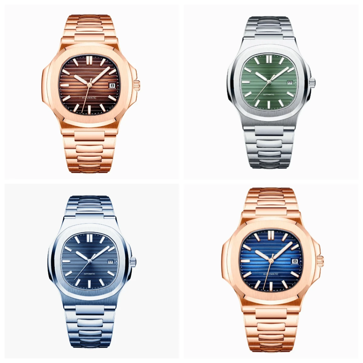

40mm Classic Mens Mechanical Automatic Watches Rose Gold Black Blue Sapphire Dial Luminous Design Shockproof Casual Party Travel