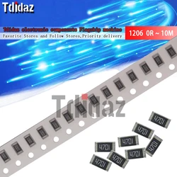 100Pcs 1206 SMD resistor 0R ~ 10M 1/2W 0 1 10 100 150 220 330 ohm 1K 2.2K 10K 100K 0R 1R 10R 100R 150R 220R 330R