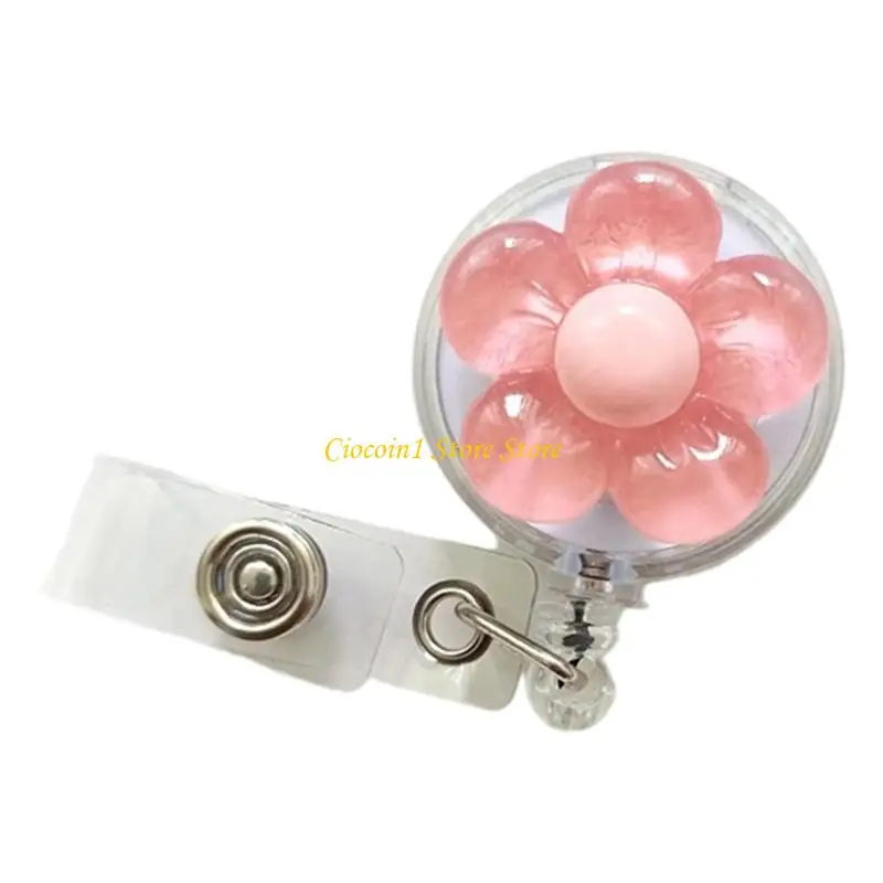 A3PC Retractable Badge Holder for Nurse Doctor Student Teacher Rotating Flower Badge Holder with Metal Pocket Clip for Office
