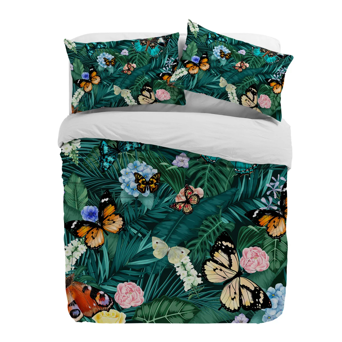 

Nordic Style Flower Palm Leaf Butterfly Duvet Cover With Pillow Case Custom 3pcs Bedding Set Quilt Cover Double Bed Home Textile