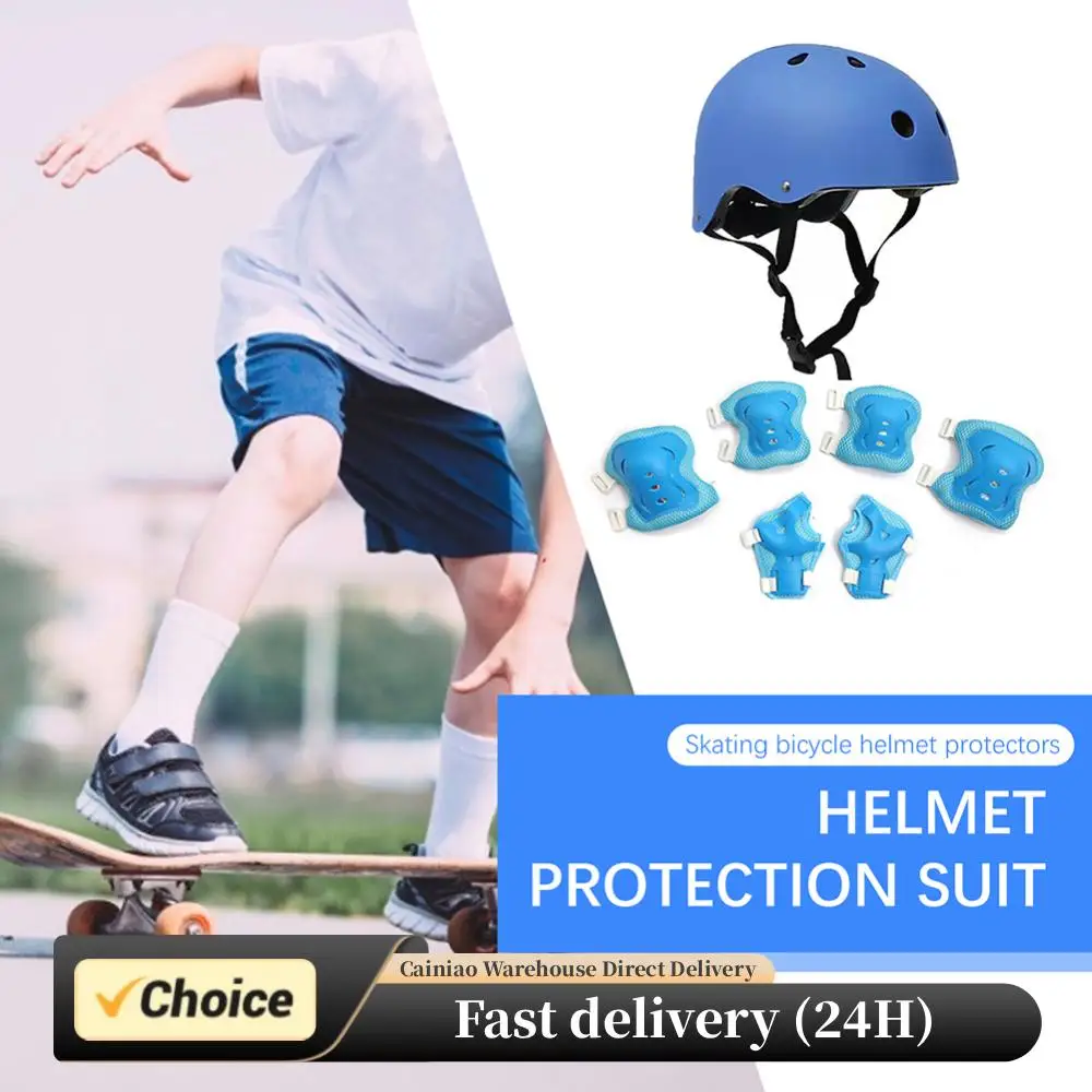 

Детские наколенники для локтей, защита запястья с шлемом, защита запястий для верховой езды, ударопрочные 7 в 1, для спорта на открытом воздухе