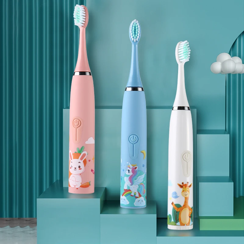 Kids Sonic Electric Toothbrush Rechargeable Cartoon Smart Children Toothbrushes For 3-15 Year Old Kids