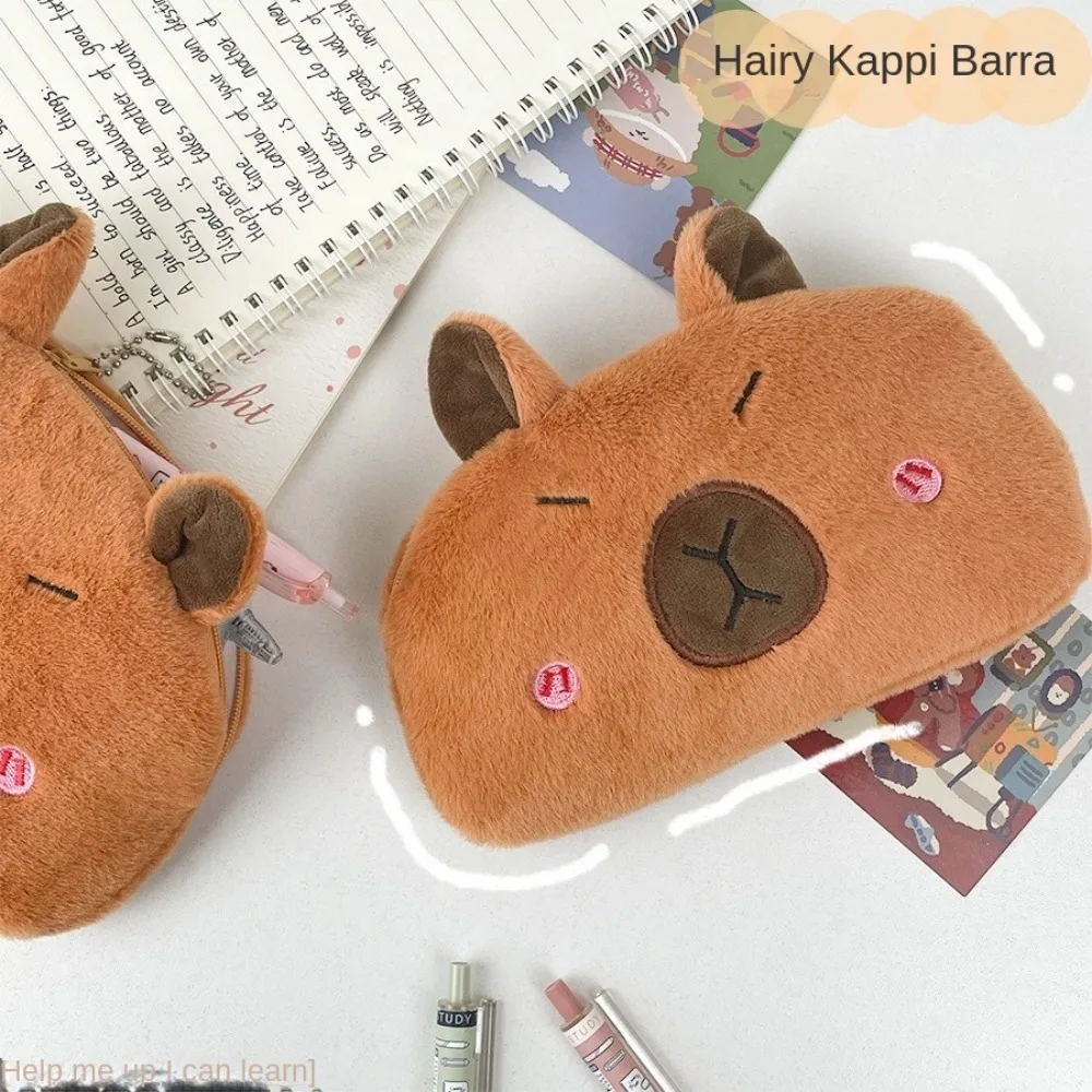 Cute Plush Capybara Pencil Case Large Capacity Animal Zipper Kids Bag Children'S Boys' Pen Pouch Girl School Case Supplies