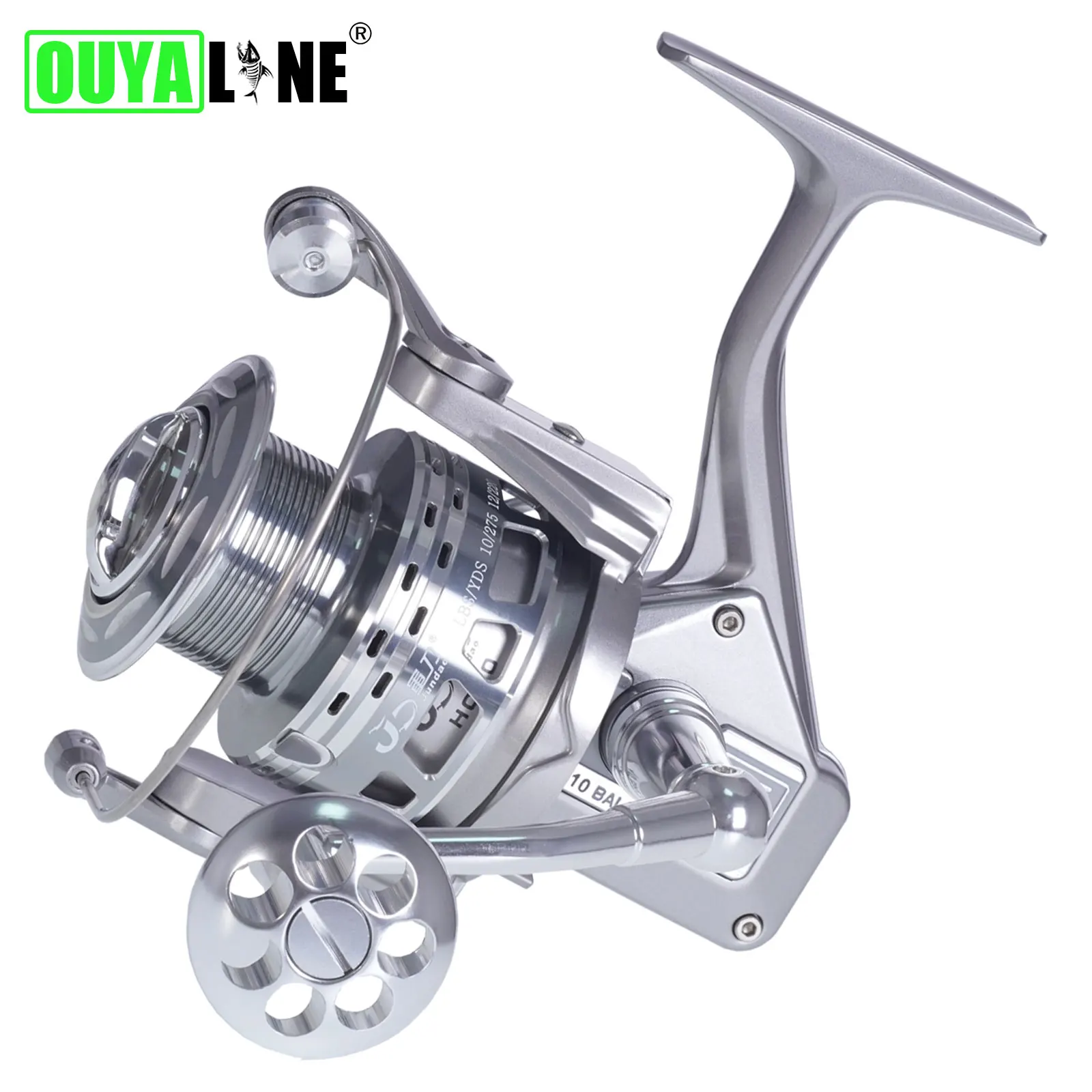 

High Quality Spinning Fishing Reel HC40-50 4.8:1 Drag 22kg 10BB Stainless Steel Bearing All Metal Body Cnc Spool Handle Moulinet