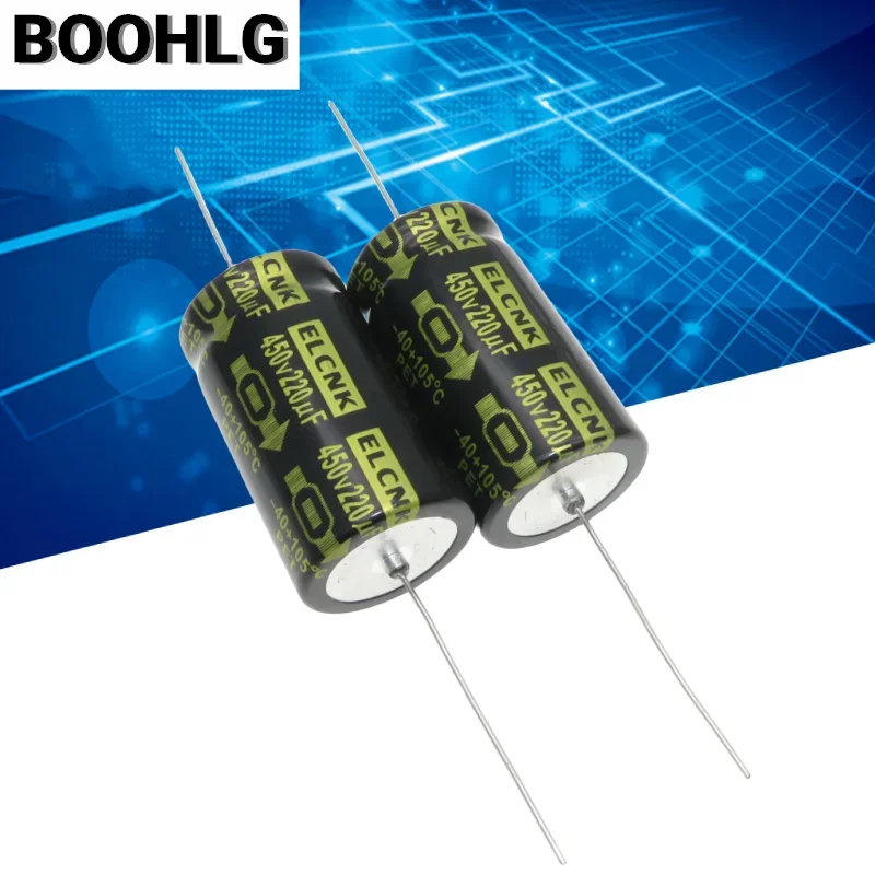 2PCS ELUM axial polarized high voltage tube amplifier filter electrolytic capacitor 450v 220uf 25X45mm