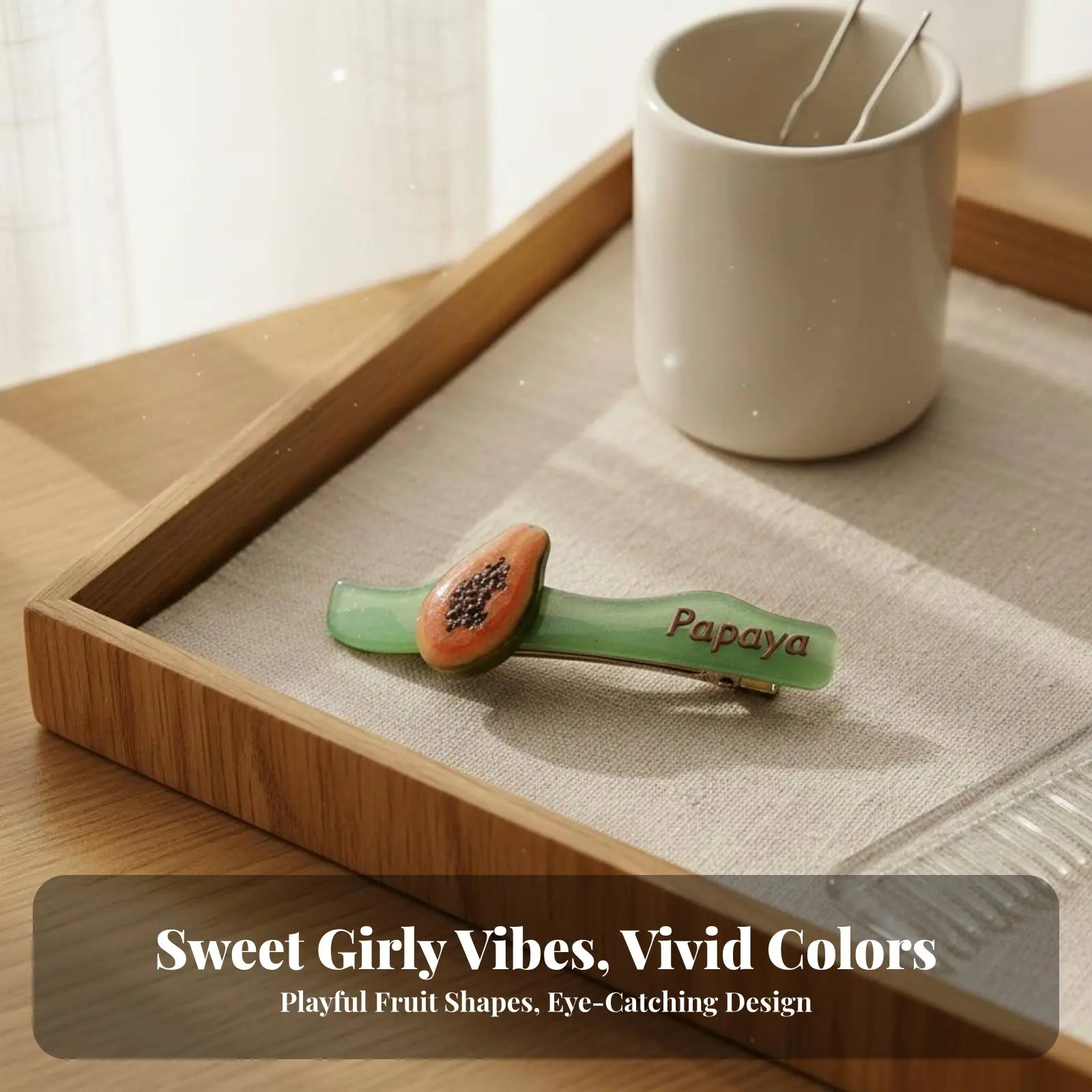 

Заколка для волос в виде фруктов: красочная акриловая заколка-фрукт, оранжевая заколка для волос, милый стильный аксессуар, очаровательный дизайн для детей