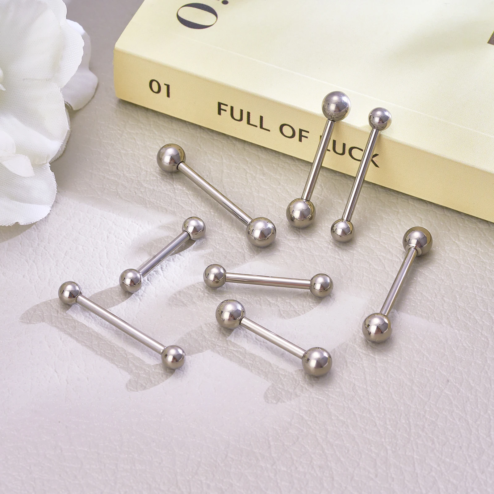 1/10 Stück Externer/Interner Gewinde-Piercing-Schmuck aus G23 Titan, 14G 16G, langer Industrial Barbell Ring, Zungenpiercing, sexy Barbell – Detail 15
