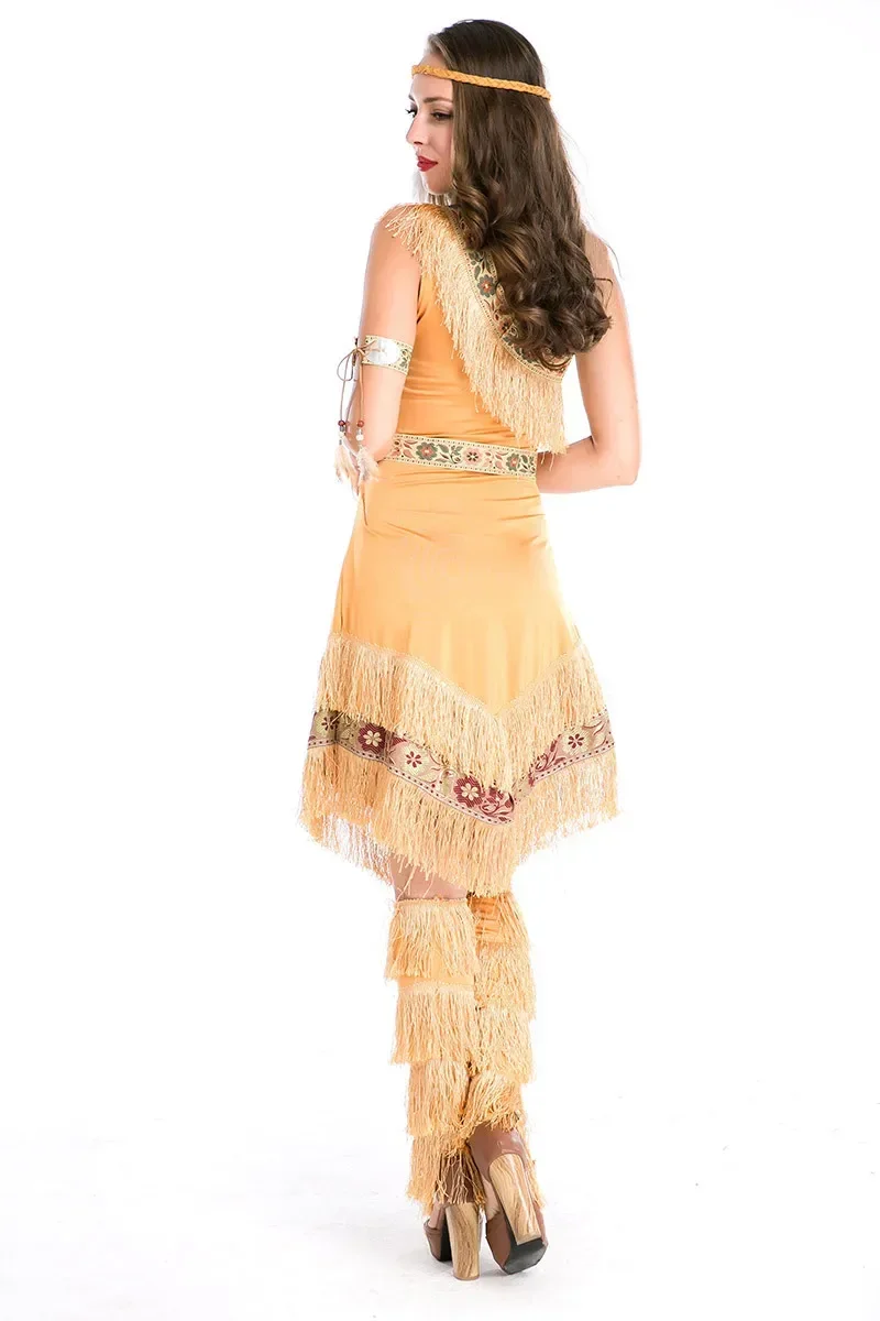 Adult Women Halloween Caveman Costume Goddess Of Savage Tribes Costumes Tassel Savage Girls Cosplay Party Dresses