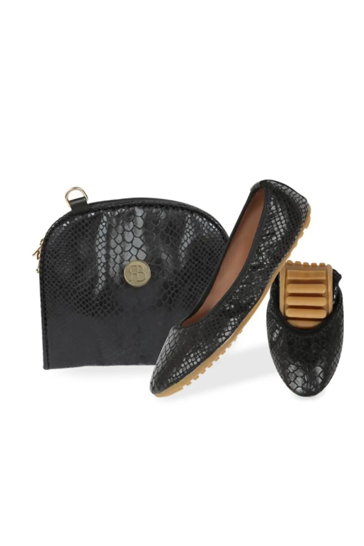 Women Black Black Amarus Ballerina Shoes Bag Set