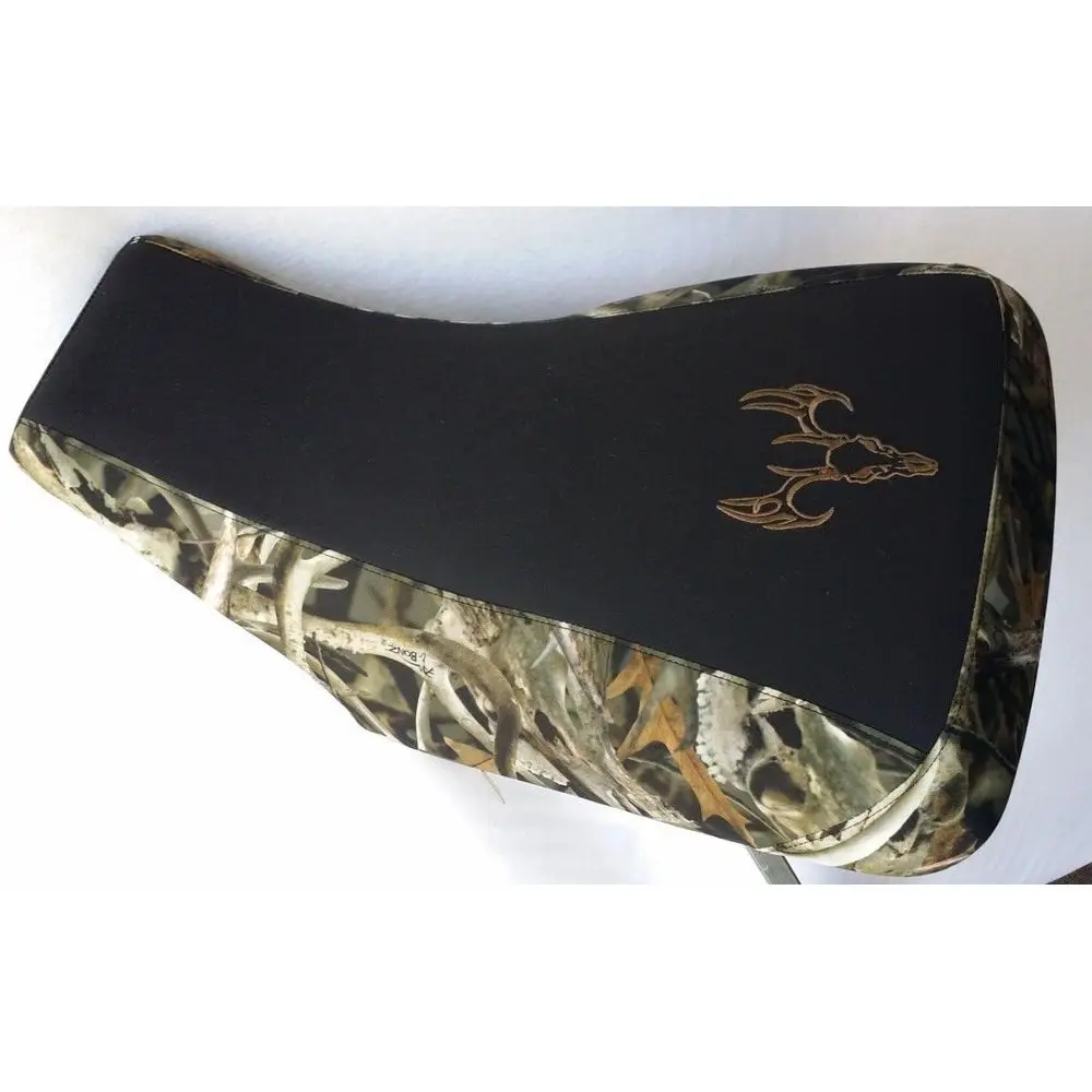 

Racing Seat Cover for 2001-2004 Da Ruon Oreman 500, Black Gripper with Bonz Camo Deer Print