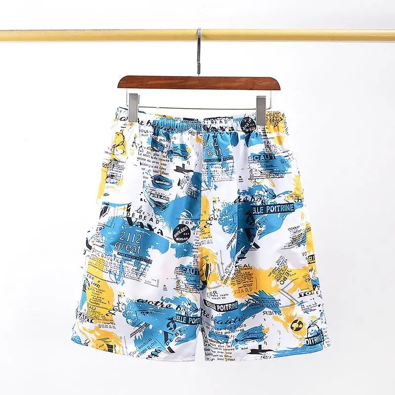 Men's Summer Cargo Shorts with Geometric Print Loose Fit Breathable Beach Shorts for Casual Wear Lightweight Five Inch Inseam