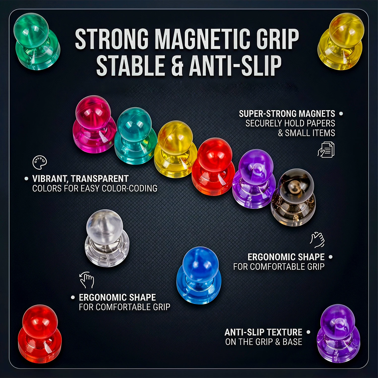 Colorful Acrylic Magnetic Tattoo Push Pin Strong Magnet Tattoo Drawing Paper Fixer Multi Color Magnetic Thumbtack For Tattoo