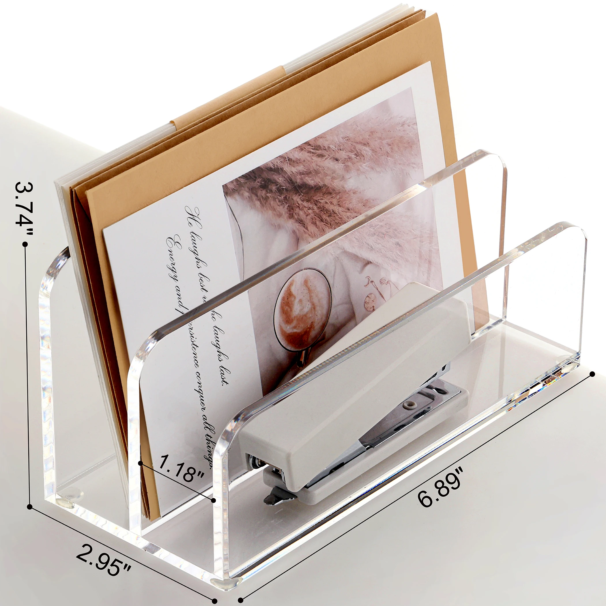 Acryl Mail Letter File Holder Organizer, 2 Secties Clear Countertop Document Notebook Desktop Organizer voor Office Home School