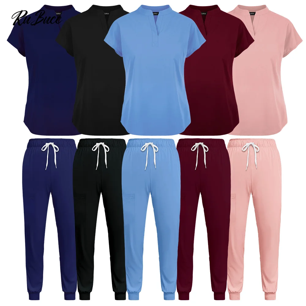 Set uniforme ospedaliera Moda Clinica per animali domestici Scrub Abiti Tinta unita Unisex Salone di bellezza Abiti da lavoro Dentista Dottore Infermiera Scrub Set