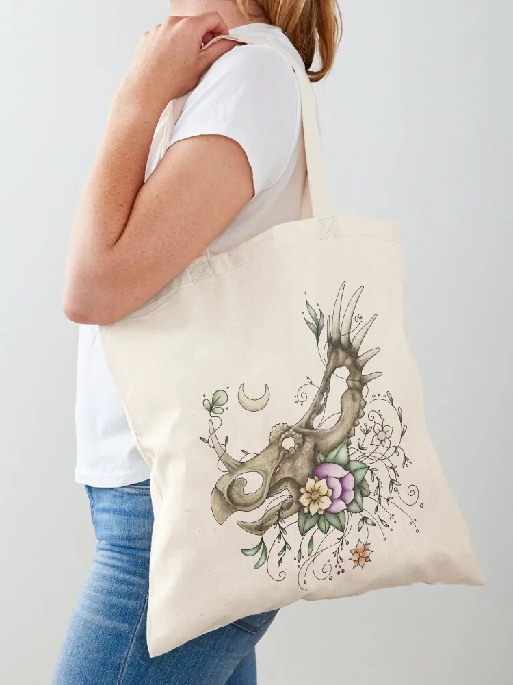 Styracosaurus - Dinosaur Skull Tote Bag กระเป๋าผ้าแคนวาส กระเป๋าโท้ทผ้าแคนวาส กระเป๋าผ้าแคนวาส ผู้หญิง 2025