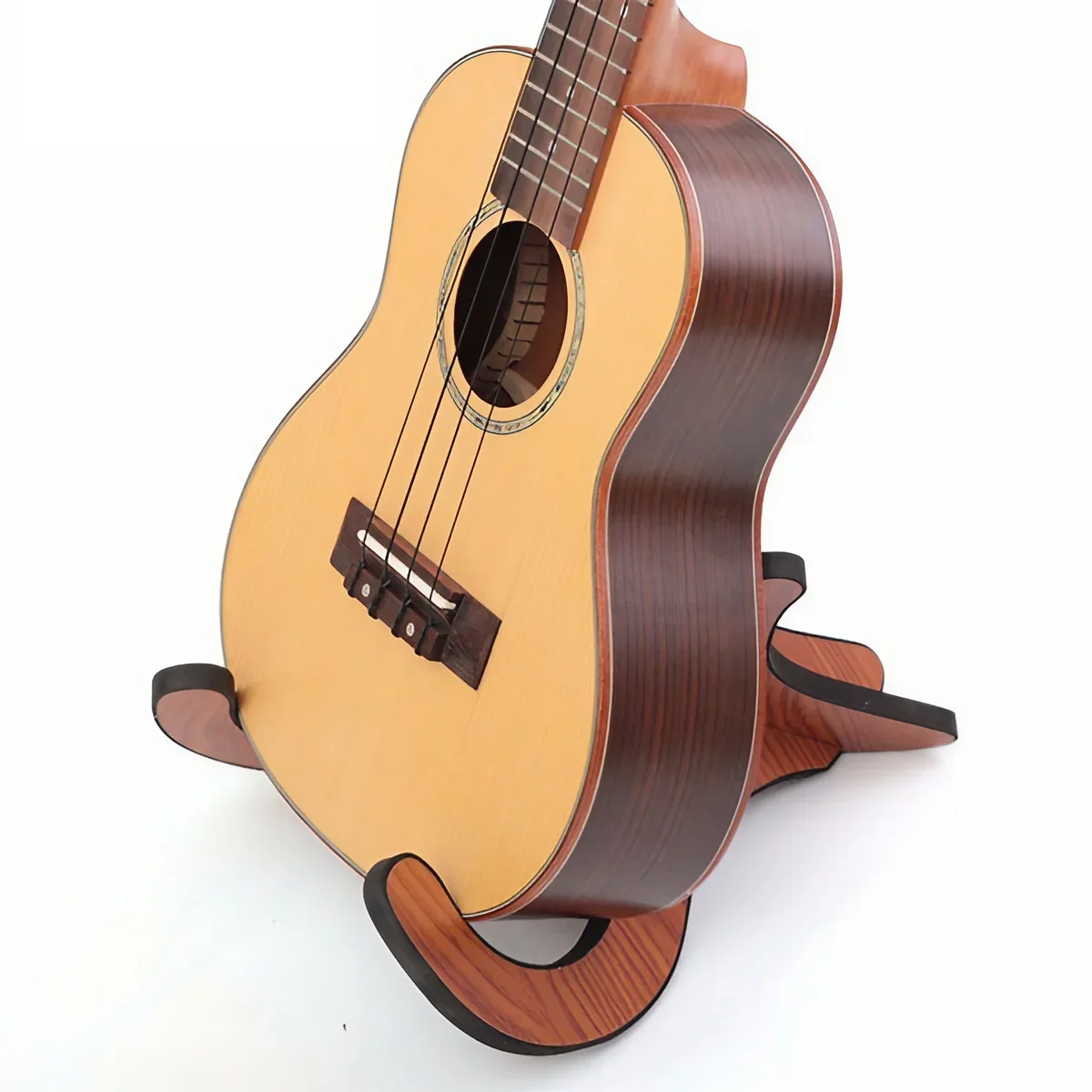 1 Paar Ukulelenständer aus Holz, verstellbarer Gitarrenhalter für Musikinstrumente, Zubehör, tragbarer Bambusständer – Detail 1