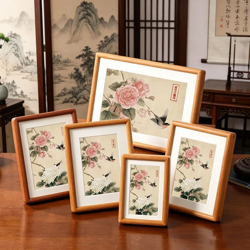 Solid Wood Corner Photo Frame Stylish Decorative Tabletop Picture Frame for Home Décor Elegant Artwork Frame for Family Photos