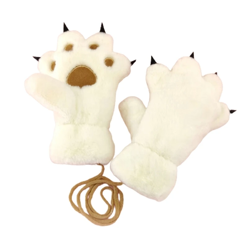 New Kawaii Kids Warm Cat Gloves Fashion Girls Cat Claw Paw Plush Mittens Soft Plush Short Fingerless full Finger Winter Gloves