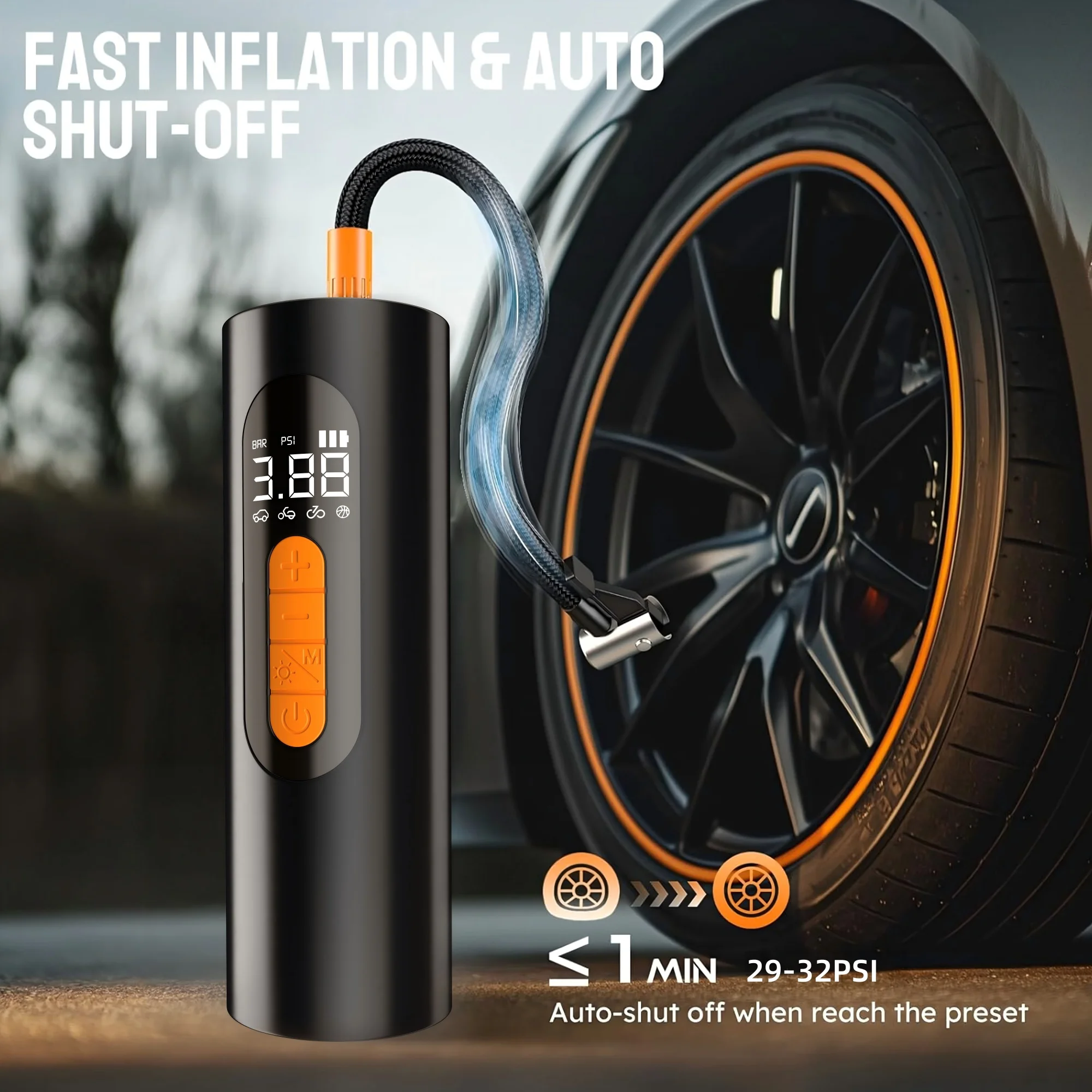 Portable Tire Inflator 150PSI Wireless Air Pump Mini Air Compressor For Motorcycle Car Bicycle Electric Ball Auto Accessories