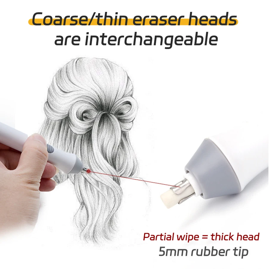 Electric Art Eraser com Refill, Esboço Lápis, Multi-Function, Correção de Escrita, Papelaria Escolar, Material de Escritório