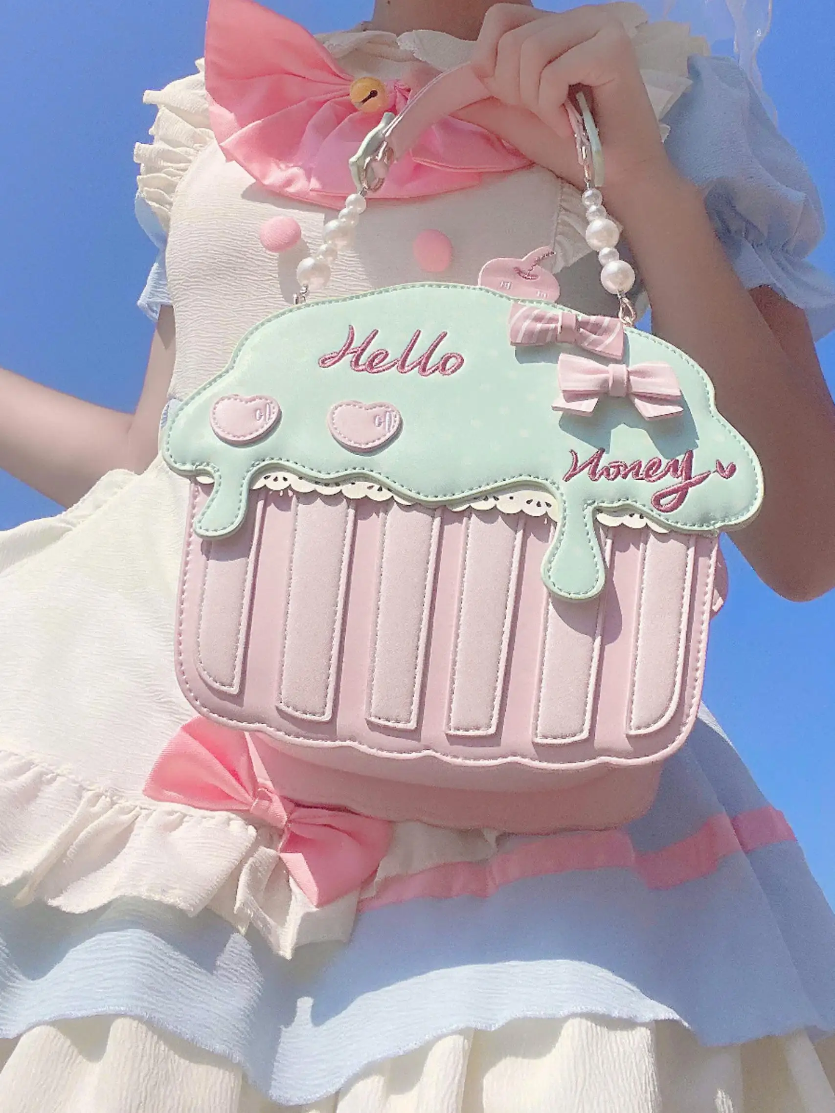 

Kawaii японская оригинальная летняя сумка в стиле Лолиты для девочек в форме сердца, милая сумка для девочек, сумка через плечо в стиле Лолиты для женщин