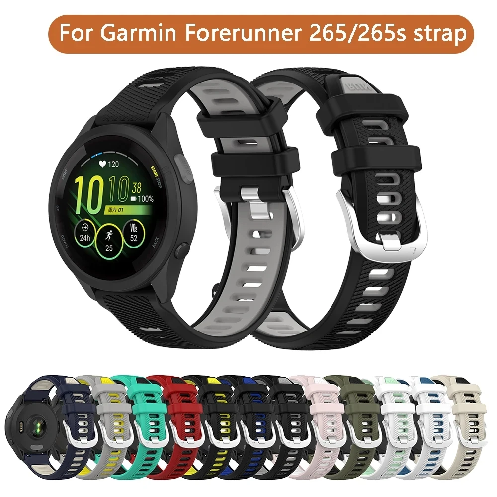 

Sports silicone strap For Garmin Forerunner 265/255/245/645 watchband replaceable bracelet for Forerunner 265s/245 Music correa