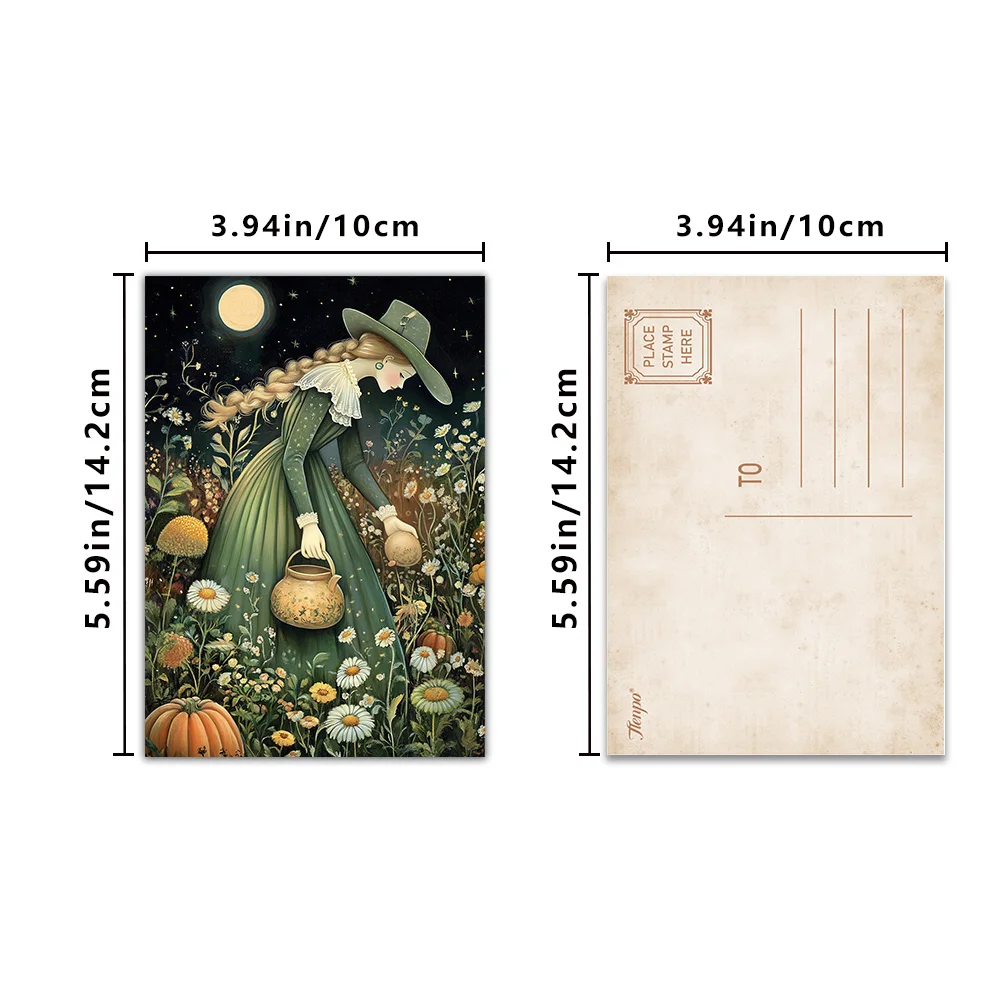 32pcs, Forest Flowers Postcards, Decorations/Greeting Cards/Postcards, High-Precision Printing, Collectible and Mailable