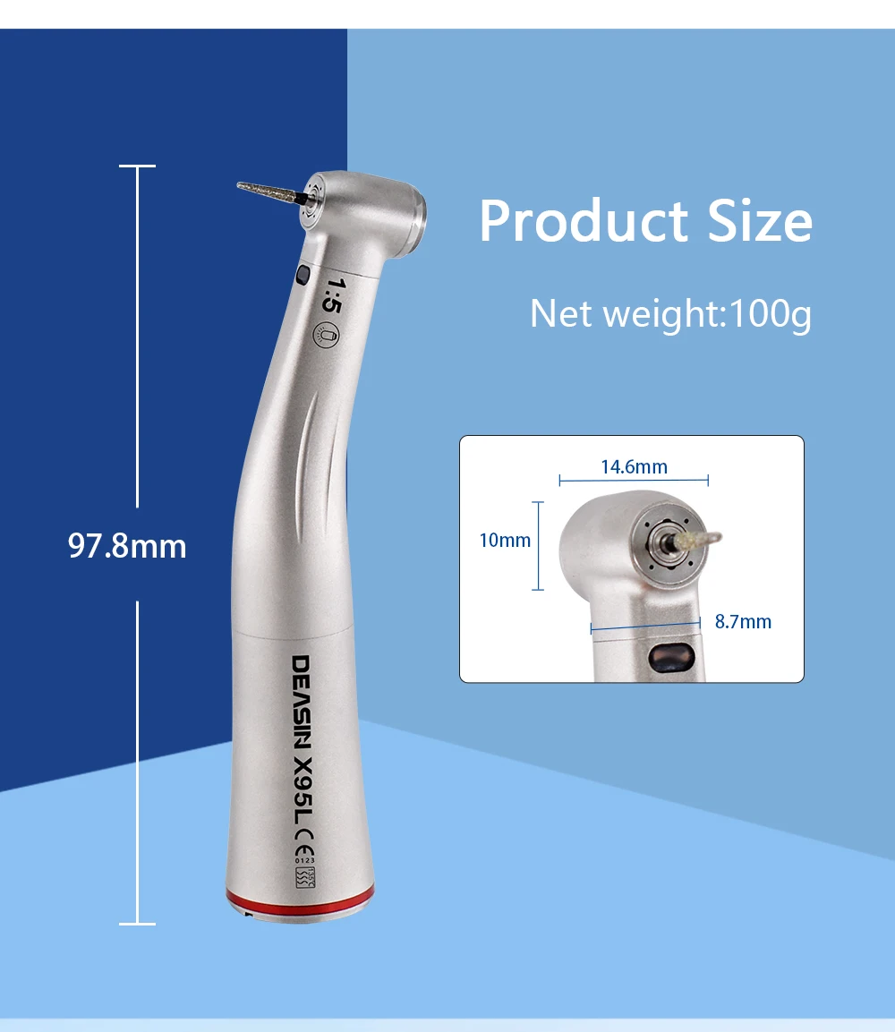 DEASIN Dental 1:5 Vergrößerndes Rotring-Faseroptik-Winkelstück mit Druckknopf, Dentalhandstück, Zahnarztwerkzeuge – Detail 2