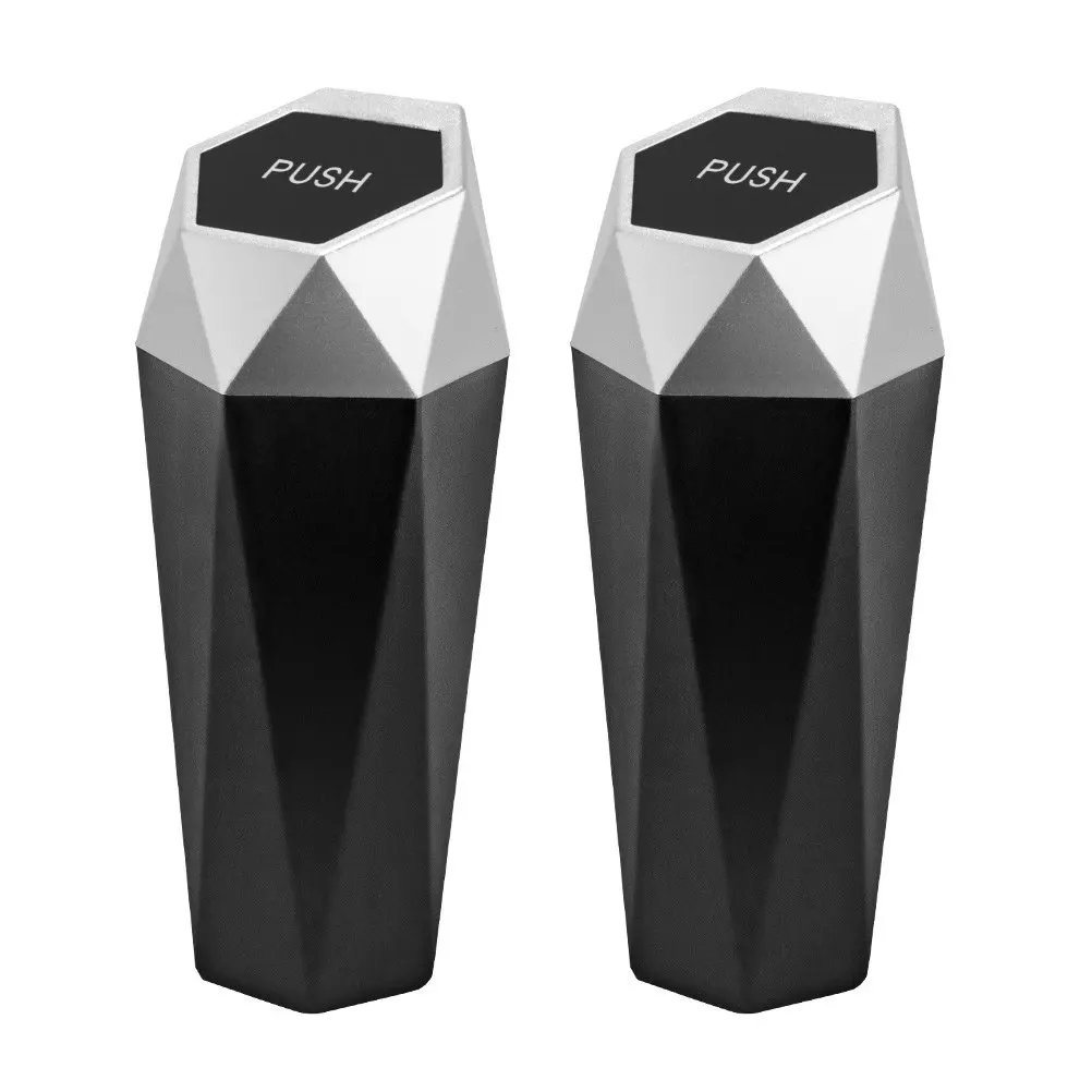 

2Pcs Car Garbage Can Stylish Simple Design Strong Wear Resistant Trash Bin for Automotive Center Control Cup Holder Organizer