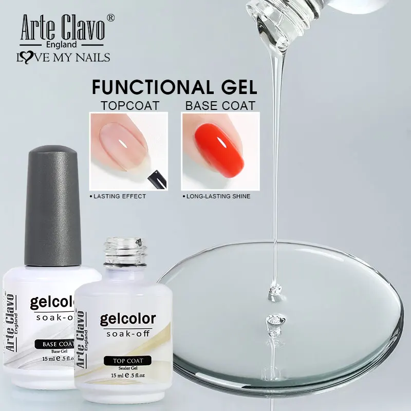 Arte Clavo Top Base Coat Gel Nail Polish Functional Gel Remover Gel UV/LED Lamp Nail Art Polish For Manicure Healthy Nail-Primer