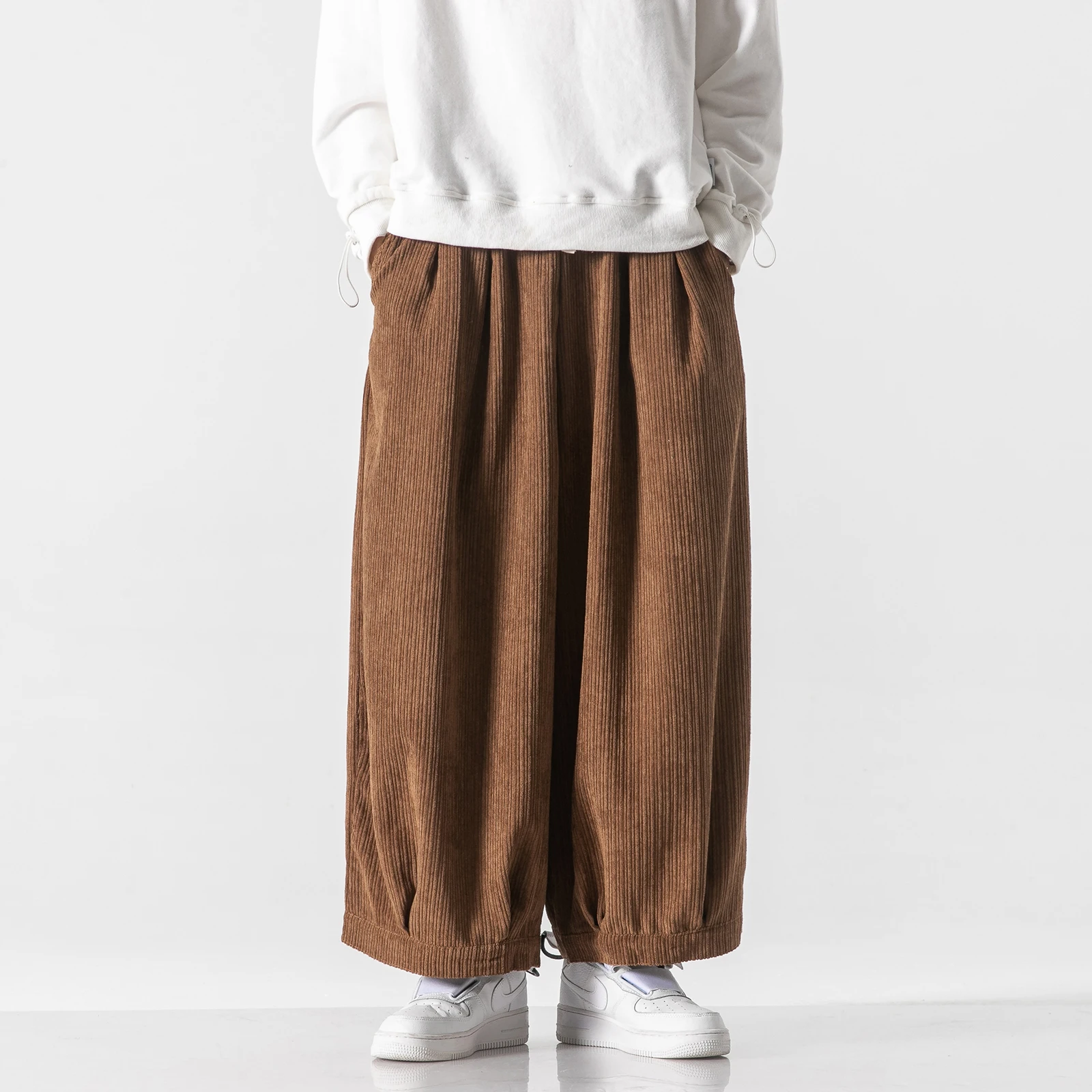 Streetwear Jogger Pants Men‘s Streetwear Casual Harem Pants Male Trouser Solid Color Pants Oversized Man Corduroy Clothing