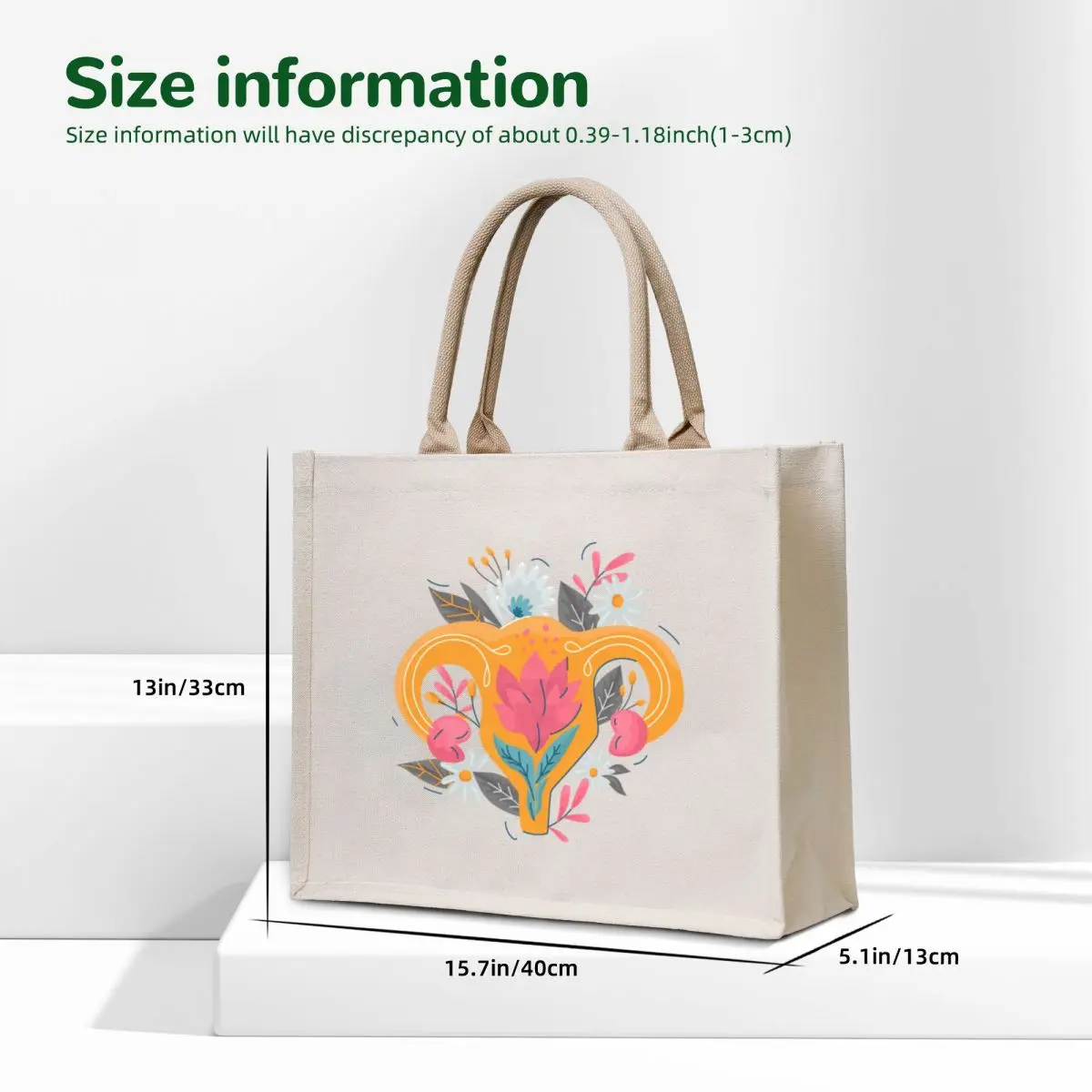 Uterus with floral decoration cartoon female symbol Tote Bag bag luxury women women screen personalized