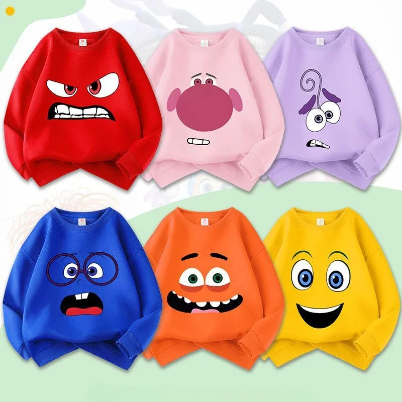 Spring Autumn Everything with Loose Crew Neck Top New Cartoon Animation Casual Inside Out Hoodie Sweater