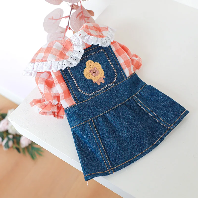 PETCIRCLE Dog Clothes Sunflower Denim Dress For Small Medium Dogs Puppy Cat Spring Summer Pet Clothing Dog Costume Pet Supplies