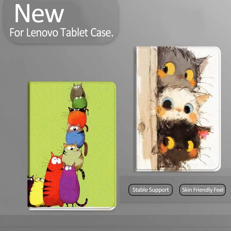 

Art Cartoon Cat Cute Gift For Xiaoxin Lenovo Tab Pad K11 K10 M10 P11 3rd Plus Pro Legion Y700 Y900 Gen4 2 Tablet Case