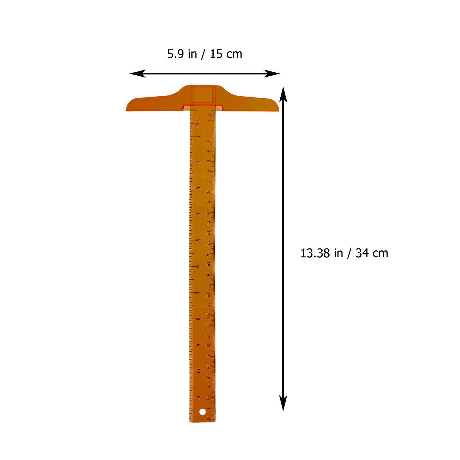 2Pcs T-Square Ruler Clear Plastic Academic T-Ruler with Dual Scales for Layout Design Measuring Tool for Students Drafting