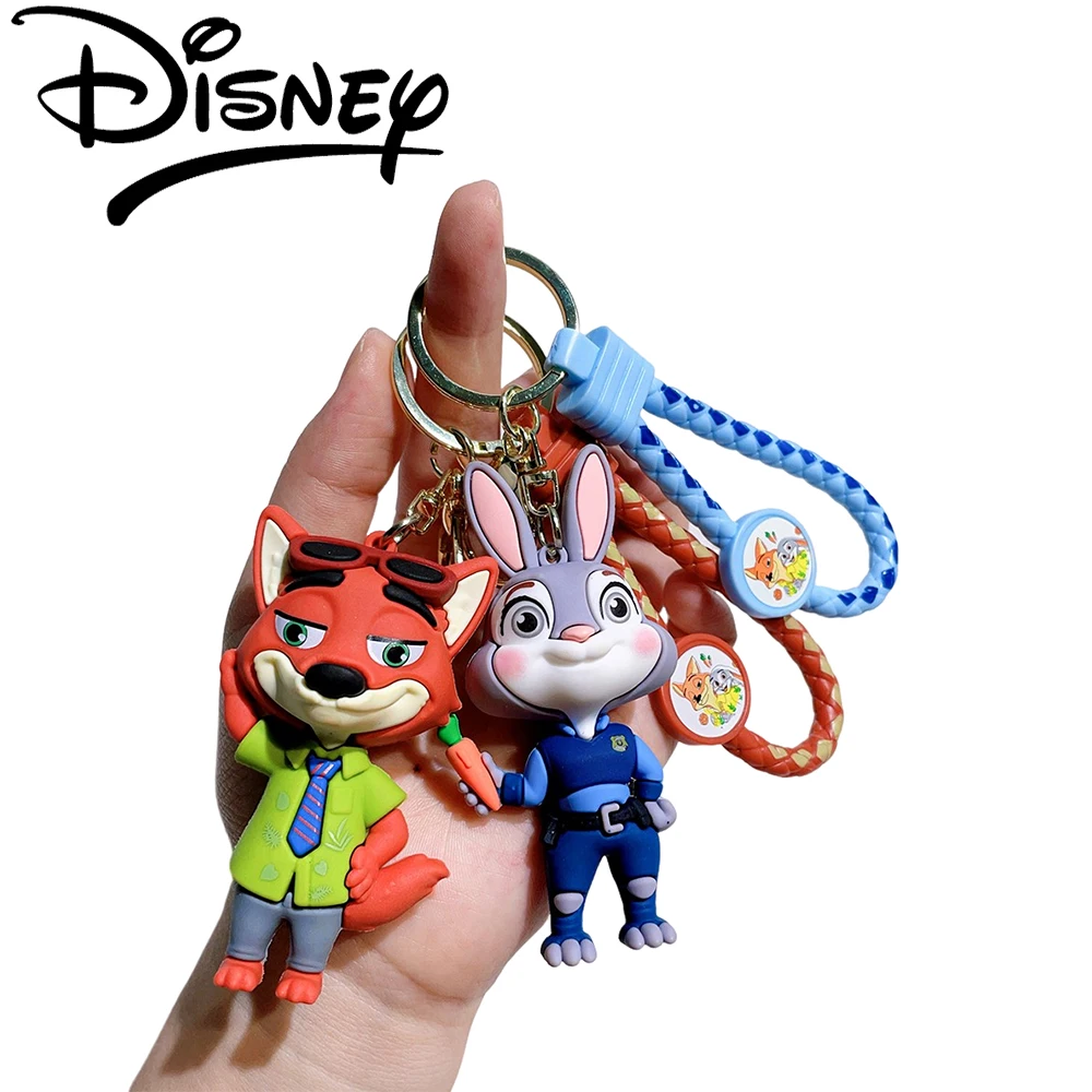 Disney Zootopia Animation Character Judy Nick Doll Keychain Bag Key Ring Pendant Accessories Cute Children's Toy Birthday Gi