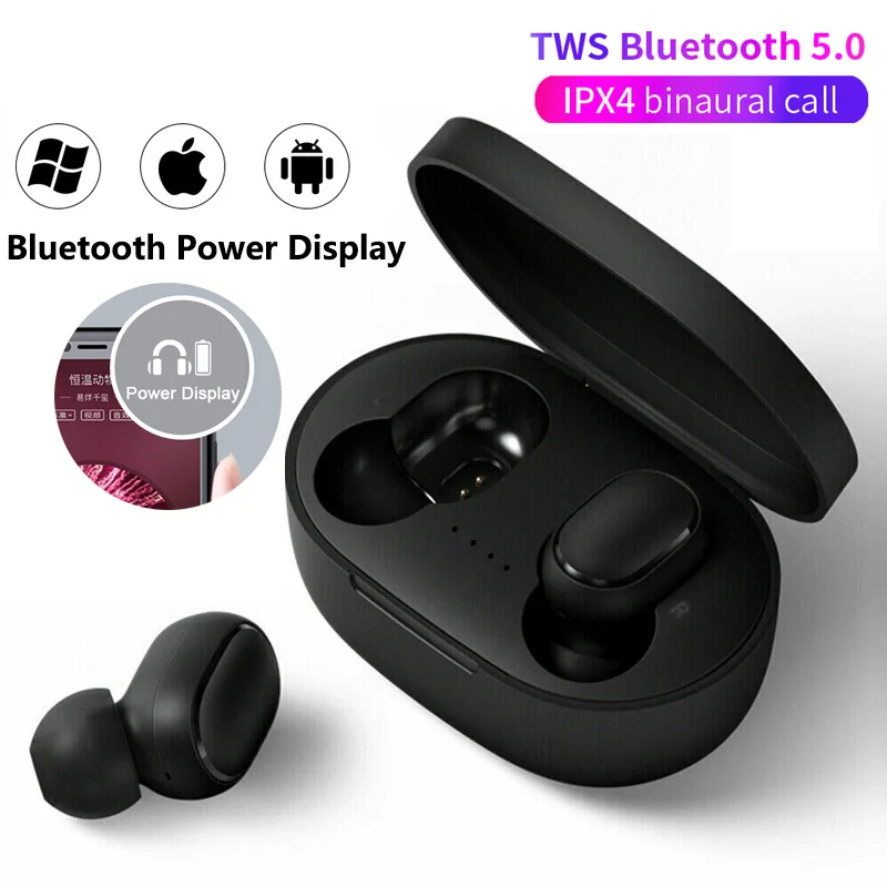 TWS A6S Wireless Bluetooth Headset Earbuds Noice Cancelling Earphone Bluetooth Headphones with Mic for Huawei Xiaomi Redmi