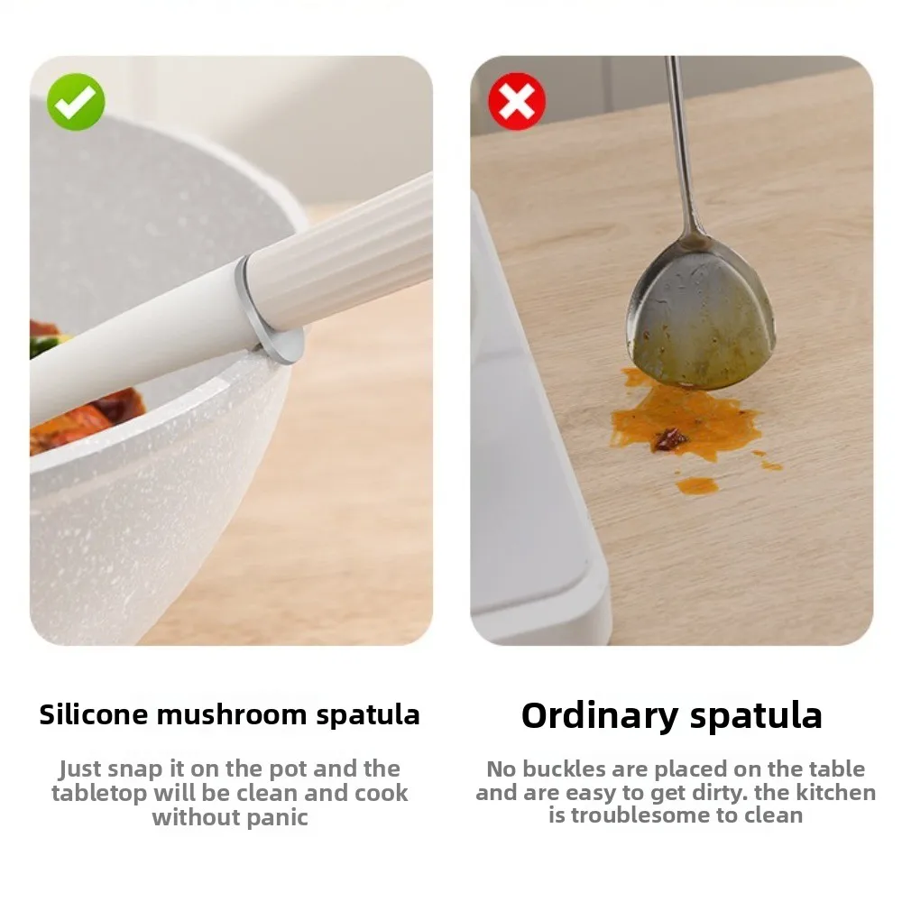 2in1 Kitchen Stir Fry Spoon Silicone Material Long Handle Cooking Spoon Non-Stick Multifunctional Frying Spatula Kitchen Tools