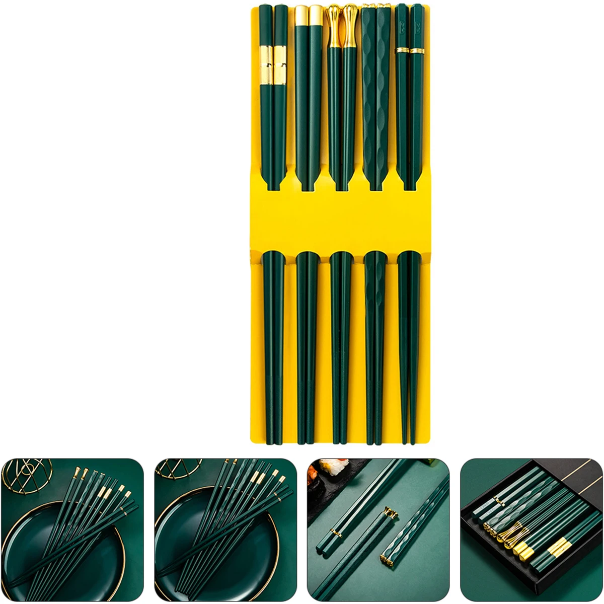

5 Pairs Glass Fiber Chopsticks Smooth Japanese Style Heat Resistant Reusable Kitchen Hotel Family Travel Camping