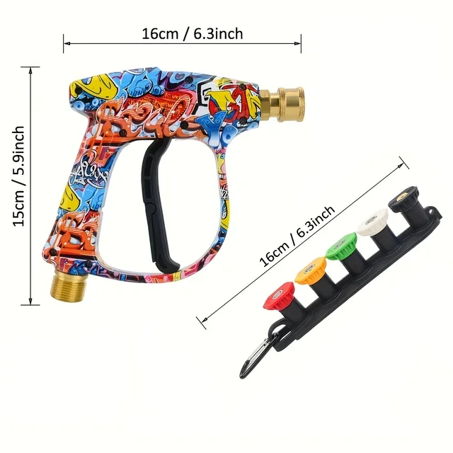 Hochdruck-Wasserpistole mit Buntem Graffiti, 1L Schaumkanone, 1/4" Schnellverbindungs-Düsenset und Gummi-Düsenhalter – Detail 2
