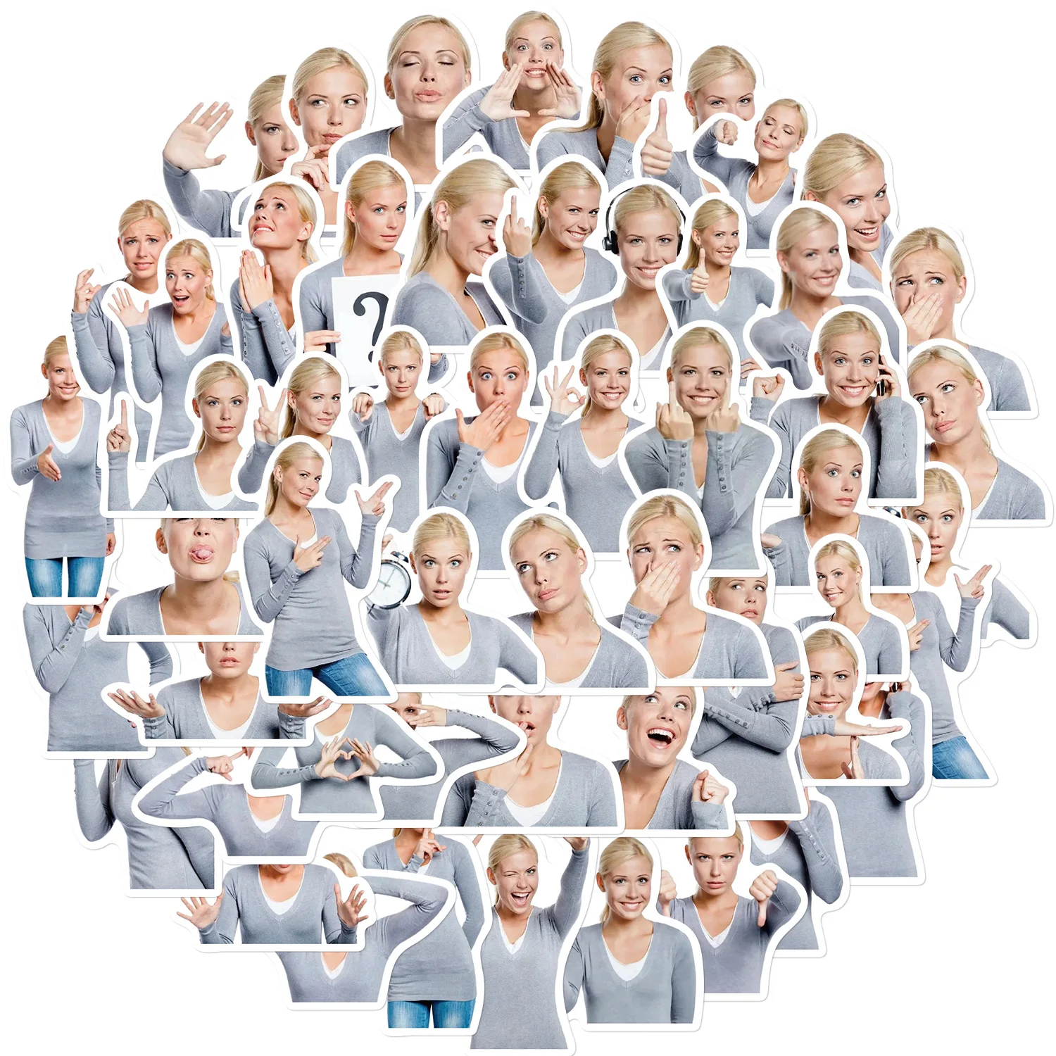 

50PCS Blond Hair Women Funny Meme Stickers Graffiti PVC Waterproof DIY Decoration Phone Notebook Bike Laptop Decals Toys Gifts